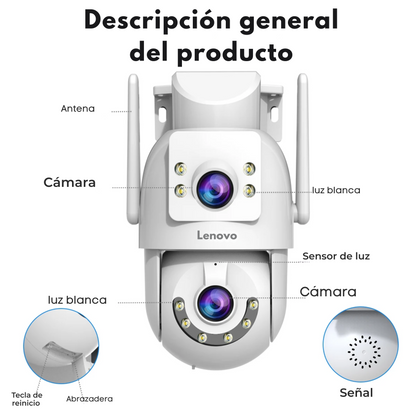 Cámara de Seguridad Lenovo | Resistente al agua, Visión nocturna, Wifi, Protección 24/7